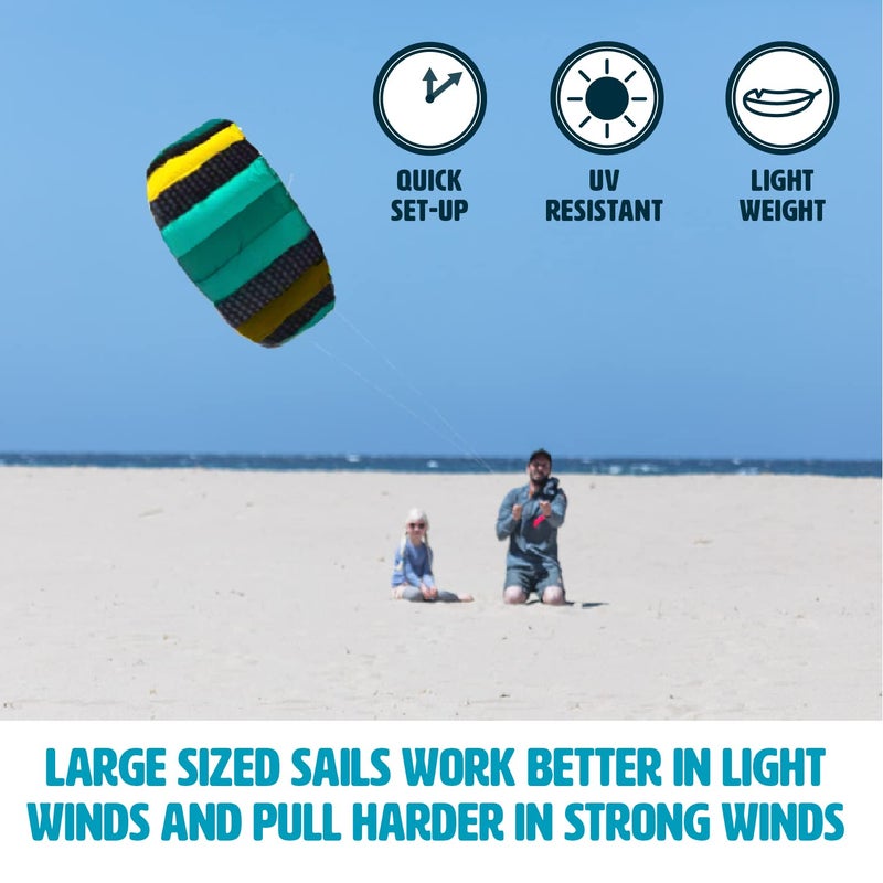 HQ Symphony Beach III 1.3 Stunt Kite, Aqua, Dual Line Foil Sport Kite - Image 5